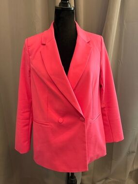BRAND NEW Gibson Latimer Vibrant Lipstick Pink Double-Breasted Blazer.  Small.